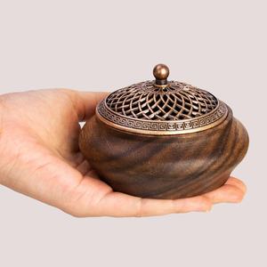 Best seller luxury wooden incense <b>burner</b> with brass lid handmade Middle Eastern <b>bakhoor</b> <b>burner</b> for home office prayer gifting - Product Image 1