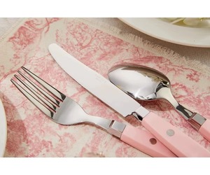 Elegante Juego de Cubiertos con Mango Rosa y Cabeza Plateada para Cenas en Casa, Recepciones y Decoración Diaria de Mesa, de la India - Product Image 2