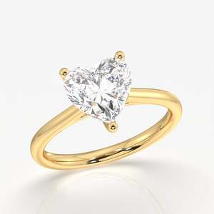 Bague de fiançailles solitaire classique avec diamant de laboratoire taille cœur en or 9 carats, style chic et élégant - Product Image 3