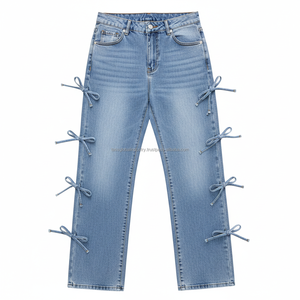Vaqueros Cargo de Estilo Gótico con Apliques de Cruz, Pierna Ancha, Denim - Sexy con Cordones y Aberturas, Estilo Urbano, Fabricante OEM - Product Image 3