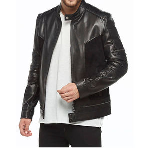 New Super Soft <b>Mens</b> Black <b>Suede</b> & Plain Leather <b>Jacket</b> Fully Customized With 100% Original Sheepskin Front Closures Style Zipper - Product Image 4