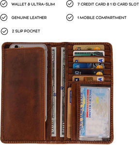 Portefeuille long pour hommes couverture de chéquier en cuir de grain supérieur portefeuilles occidentaux pour hommes prix de gros personnalisation de prix bon marché - Product Image 3