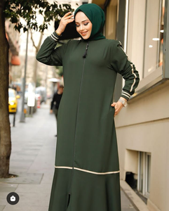 ชุดอาบายาทำจากโพลีเอสเตอร์แบบดั้งเดิมมาใหม่ซิปด้านหน้าใส่สบายน้ำหนักเบา - Product Image 1