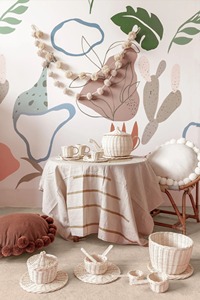 Ensemble de thé en rotin pour enfants, jouets pour bébés, décoration d'angle de bébé pour chambre d'enfant, jouet vert, fabriqué au Vietnam, FBA, Amazon - Product Image 6