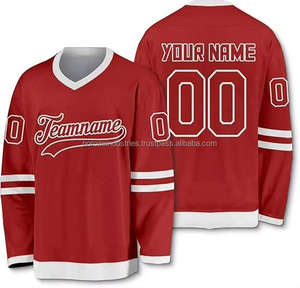 Maillot de hockey sur glace unisexe à col en V et manches longues, personnalisable avec nom et numéro, en polyester, OEM, nom d'équipe vierge pour compétition et entraînement - Product Image 4