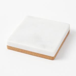 Nouveau sous-verre rond en marbre blanc avec base en liège naturel tapis de boisson en pierre de luxe absorbant antidérapant anti-rayures durable fabriqué à la main - Product Image 2