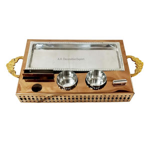 Bandeja calentadora de comida de estilo Vintage con cuencos, soporte de papel tisú, regalo de boda, decoración del hogar, bandeja para servir, bandejas para platos de comida hechas a mano - Product Image 1