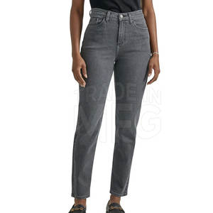 Pantalon jean pour femmes de haute qualité Logo personnalisé séchage rapide tenue décontracté fermeture à cordon taille XL Style de rue plat avant hiver - Product Image 1