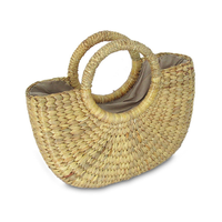 Großhandel Wasserhyazinthe Handgefertigte Gewebte Bohemian Vintage Damenhandtasche Stickerei Perlenverzierung Seidenfutter Maßanfertigung-Vietnam