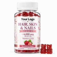 Gummies Cheveux Peau Ongles OEM 6000mcg Biotine Fraise Vitamines A C E Sugar Bear Gummies Cheveux 60 Unités Marque Privée