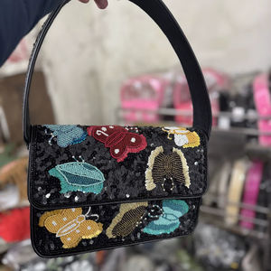 Bolsos de Mensajero de Hombro de Gran Capacidad para Mujer, Estilo Bohemio Indio, de Algodón, Hechos a Mano, con Cuentas, Cierre de Cremallera, para la Noche y Compras - Product Image 1