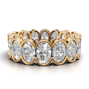 Anillo de Eternidad de Diamantes de Corte Ovalado de Lujo, Oro Amarillo/Blanco y Rosa de 18K, Banda de Boda con Borde Ondulado, Joyería al por Mayor - Product Image 2