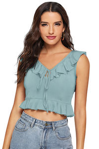 Tops cortos exclusivos de alta demanda de Indian Boutique, ropa occidental cómoda para fiestas con mangas sin mangas, tejido de punto Premium - Product Image 6