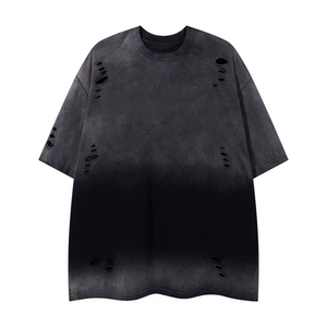 Camisetas de algodón 100% de 220 g con cuello redondo, manga corta, efecto desgastado por el sol, lavado ácido, anti-bolitas y hombros caídos, personalizadas. - Product Image 4