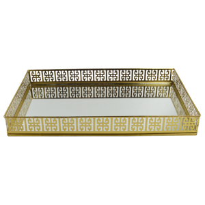 Stylish Rectangle <b>Tray</b> <b>Jewelry</b> Display Trinket <b>Tray</b> With Glass Mirror and Plated Finishing for Home Design Makeup <b>Tray</b> - Product Image 1