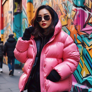 Venta al por mayor de invierno burbuja Puffer chaqueta abrigo mujer de alta calidad de gran tamaño burbuja Streetwear Puffer cremallera abrigo chaqueta señoras - Product Image 5