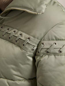 Veste matelassée en toile tricotée respirante, imperméable et écologique pour femmes, fermeture éclair intégrale, capuche, vêtements d'extérieur de haute qualité, OEM personnalisé - Product Image 5