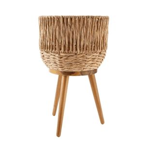 กระถางผักตบชวาธรรมชาติเป็นมิตรกับสิ่งแวดล้อมพร้อมขาตั้งไม้สำหรับตกแต่งกลางแจ้งและบ้านทำด้วยมือในเวียดนาม - Product Image 2