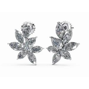 Boucles d'oreilles clous en or 14 carats durables, avec diamants de laboratoire de forme marquise et poire, bijoux de créateur, vente en gros, fournisseur OEM - Product Image 1