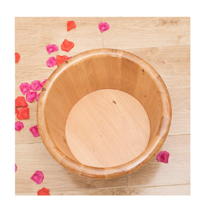 Seau de spa en bois d'acacia forme ronde en bois usine à la mode grand bain de pieds en bois bols de spa seaux - Product Image 1