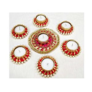 Tapis de rangement complexe multicolore pour décoration festive-Design indien traditionnel-Idéal pour les bougeoirs et la décoration - Product Image 1