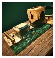 Ensemble brûleur de Bakhoor et plateau écologique en bois et résine, style arabe islamique, pour encens indien de luxe Oud Dukhoon High, avec bois de santal et anis étoilé