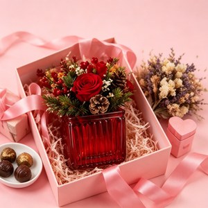 Vase en verre rouge carré en gros pour décoration <span class=keywords><strong>de</strong></span> table <span class=keywords><strong>de</strong></span> chevet minimaliste nordique Noël 2026, conteneur en vrac côtelé et cannelé - Product Image 4