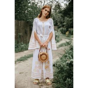 Robe longue kaftan maxi imprimée couleur personnalisée pour femme, style bohème, vêtement de villégiature, coton biologique, écologique, taille naturelle, faite à la main, pour la plage - Product Image 1