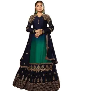 Baju Pakistan ukuran Sharara untuk wanita desainer green Salwar Kameez Garara gaun Harga rendah pakaian etnis pakaian pentas modis 2024