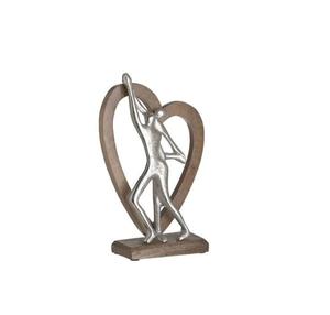 Figura Decorativa de Madera y Metal de Primera Calidad para el Hogar, Bailarina Romántica en Marco de Corazón, Regalo de Boda o San Valentín - Product Image 1