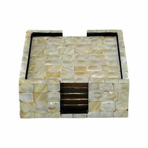 Sous-verre élégant en incrustation de nacre pour la décoration de café de table basse Sous-verre en incrustation de vadrouille écologique en gros - Product Image 6