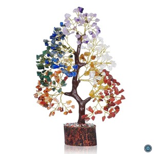 Árbol de piedras preciosas de siete Chakras de estilo de arte popular Natural 500 Chips cristal cuarzo ágata tallada India estatuilla para decoración feng shui - Product Image 3