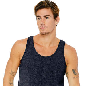 Side Seamed Retail Fit 100% Airlume Combed and Ring Spun Cotton 32 Single 4.2 oz Navy Unisex Jersey Tank - Product Image 4