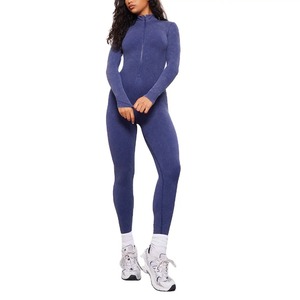 Mono deportivo Sexy para mujer, mono deportivo con logotipo personalizado, mono de entrenamiento de una pieza con patrón sólido, mono de Yoga - Product Image 1