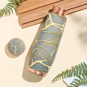 Botella Ayurvédica de Cobre con Estampado de Mandala, Botella de Agua de Cobre Puro de 1 Litro con Diseño de Mandala, Botella de Cobre de Diseño con Arte Meena - Product Image 4