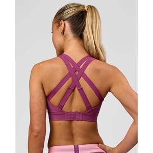 Soutien-gorge de sport rembourré à haute performance avec bretelles pour le yoga et les vêtements de sport - Boysenberry, grande taille, en coton doux et élasthanne - Product Image 3