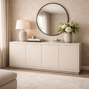 Buffet en bois massif Mimosa finition sable |   Armoire de rangement minimaliste moderne |   Meubles de design pour salon - Product Image 4