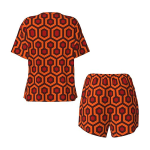 Nouvelle conception, ensemble décontracté deux pièces imprimé sur mesure, 100 % coton respirant, short et t-shirt à manches courtes pour femme, séchage rapide - Product Image 2