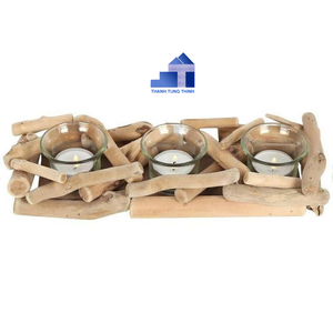 Decoraciones de portavelas de madera Best Seller Técnica pulida de grano natural Hecho en Vietnam Recuerdos exclusivos - Product Image 1