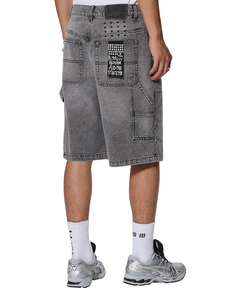 <b>Men's</b> baggy denim <b>short</b> grey color loose fit double knee <b>zip</b> fly fashionable clothing branded carpenter baggy <b>shorts</b> for <b>men</b> - Product Image 3