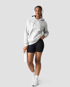 Sudadera con capucha con estampado personalizado para mujer, gris liso, de alta calidad, antiarrugas, transpirable, para entrenamiento de gimnasia y ropa deportiva, Sudadera con capucha para mujer - Product Image 4