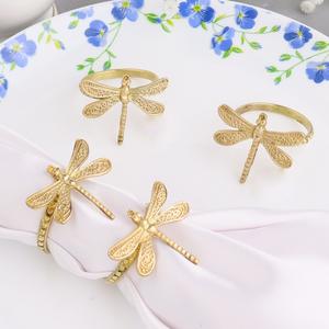 ชุดที่ใส่ผ้าเช็ดปากลายแมลงปอหรูหราทำด้วยมือทองเหลืองอินเดียรูปปั้นตกแต่งโต๊ะในบ้าน4ชิ้น NHL-18เป็นของขวัญ - Product Image 1