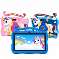 Tablette pour enfants 7 pouces Android 8.1 2 Go 16 Go WiFi 1024x600 rose avec étui en silicone licorne et support