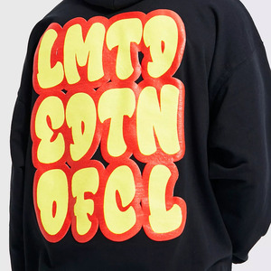 Venta al por mayor de calidad superior de algodón ajustado mezclado hombres Casual Puff estampado y angustia trabajo sudaderas con capucha Color sólido hombres Puff estampado Sudadera con capucha - Product Image 2