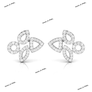 Pendientes Geométricos Plateados con Diseño de Pavé de Diamantes Moissanite, Pendientes Modernos de Lujo para Mujer - Product Image 3