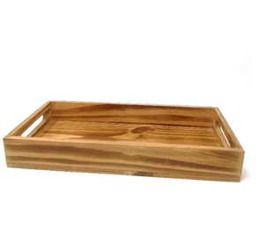 Plateau de service en bois d'acacia Plateau de service en bois massif de forme carrée sur mesure Plateau en bois - Product Image 5