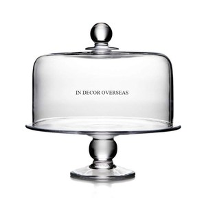 Vintage Rustic Art Designer Black Color Powder Coated Heavy Duty Metal Base <b>Cake</b> <b>Stand</b> With Clear Glass Top <b>Cover</b> From India - Product Image 6