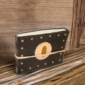 Cahier d'écriture de journal en pierre fait à la main en cuir véritable de style personnalisé vintage avec reliure plus étroite croquis et cahier OEM - Product Image 1