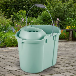 Heavy Duty 16L <b>Mop</b> <b>Bucket</b> with Wringer AURORA Sage Steel <b>and</b> Plastic Outdoor Cleaning <b>Bucket</b> with Handle - Product Image 3
