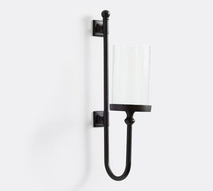 Applique murale en fer noir nordique, porte-bougie, bouclier contre les intempéries en verre, décoration, cadre géométrique, luxe, salons, chambres, hôtels, arts - Product Image 4